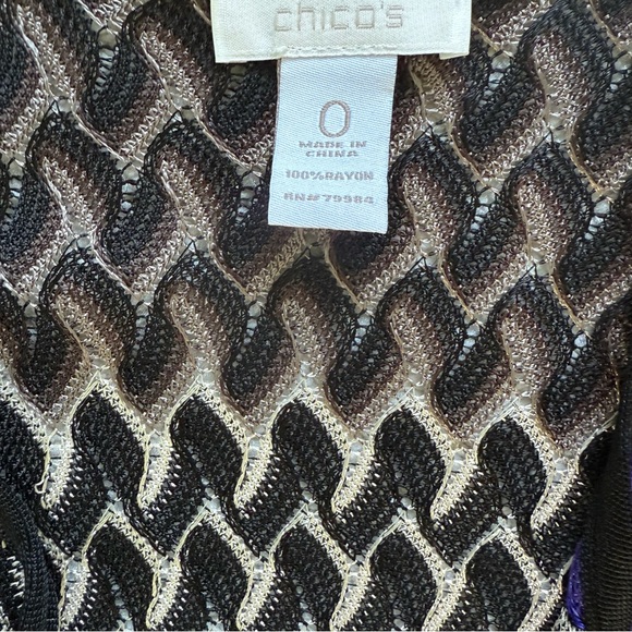 CHICO’S | Black, White, Purple Waterfall Cardigan Sz S - Picture 4 of 5